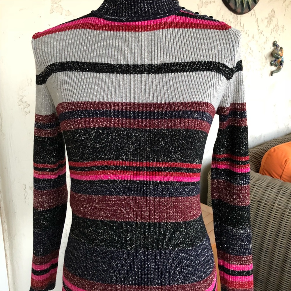 Stripe Lurex Turtleneck